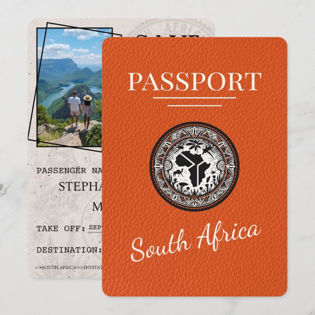 Orange South Africa Passport Save The Date (Vorne/Hinten)