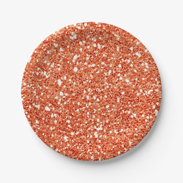 Orange Sparkle Glitzer Glam Custom Party Pappteller (Vorderseite)