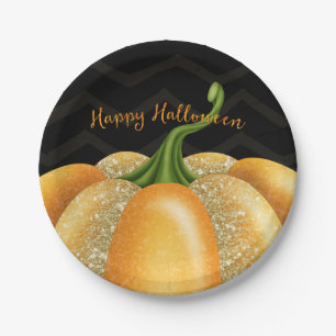 Orange Sparkle Pumpkin Halloween Geburtstagsparty Pappteller