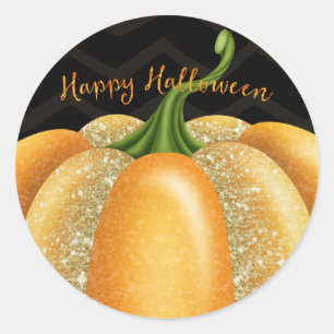 Orange Sparkle Pumpkin Halloween Geburtstagsparty Runder Aufkleber