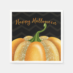 Orange Sparkle Pumpkin Halloween Geburtstagsparty Serviette