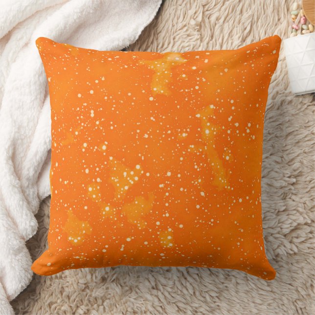 Orange Speckle Aquarellfarben Kissen (Decke)