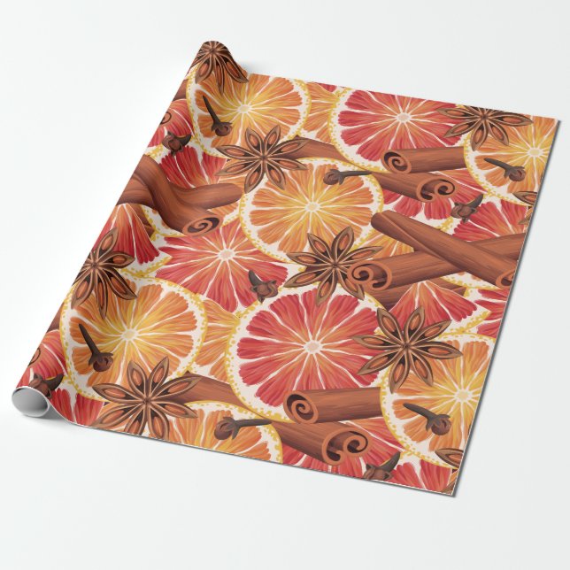 Orange Spice Christmas Geschenkpapier (Ungerollt)