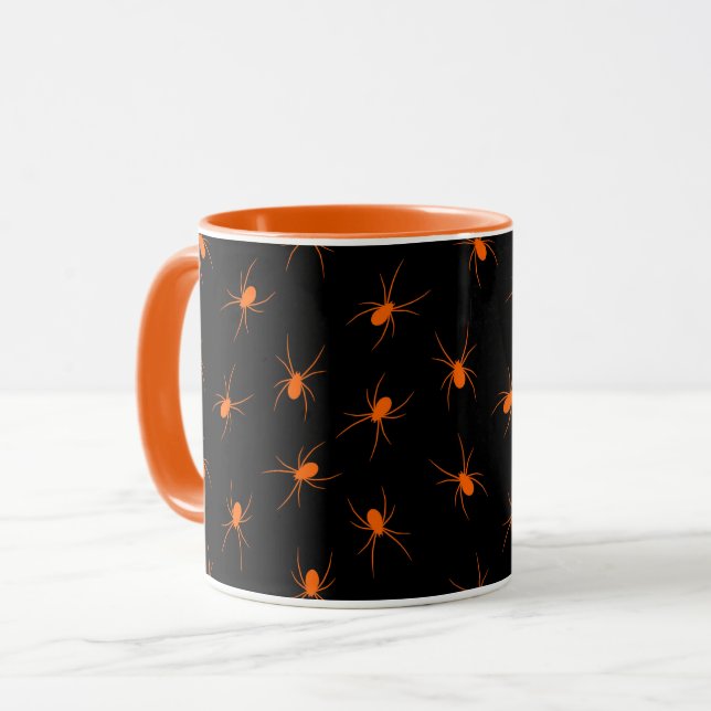 Orange Spider Elegant Vintag Halloween Tasse (Vorderseite Links)