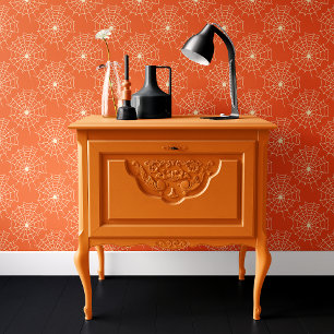 Orange Spider WebHalloween Tapete