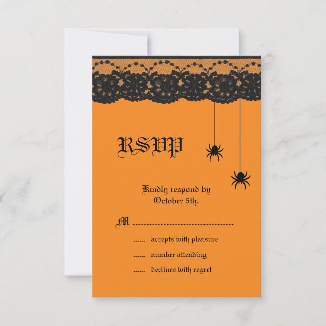 Orange Spiders und Lace UAWG RSVP Karte (Vorderseite)