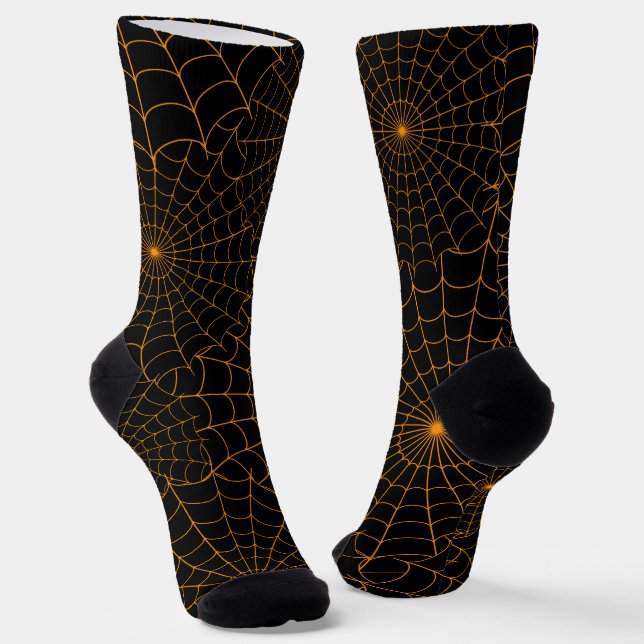 Orange Spiderwebween Socken (Gewinkelt)