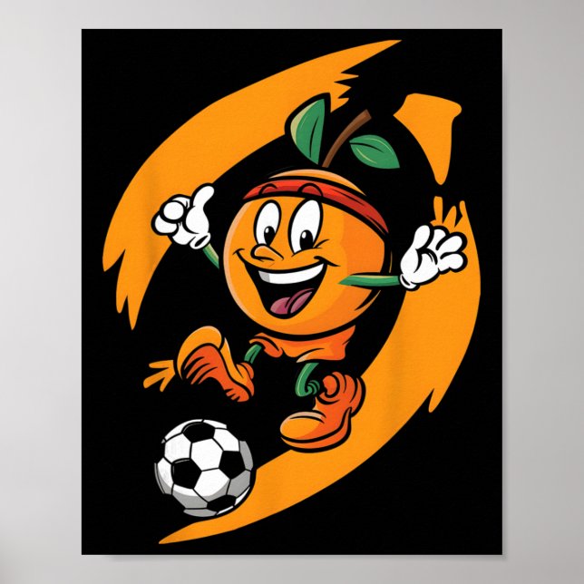 Orange spielt Fußball  Poster (Vorne)