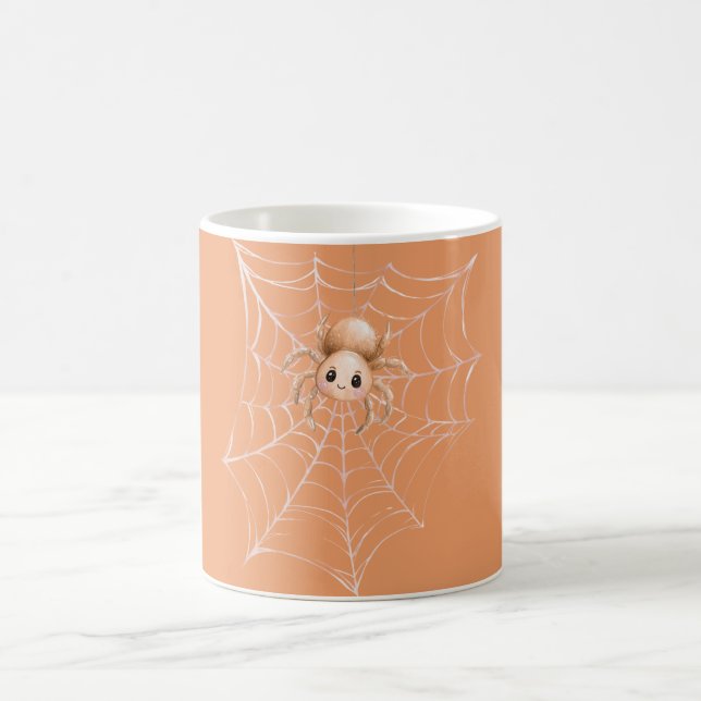 Orange Spinne im Netz Kaffeetasse (Mittel)
