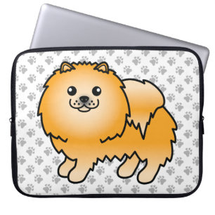 Orange Spitz Niedlich Cartoon Dog & Paws Laptopschutzhülle