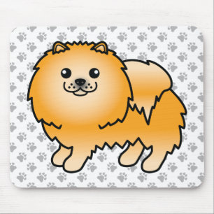 Orange Spitz Niedlich Cartoon Dog & Paws Mousepad