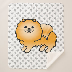 Orange Spitz Niedlich Cartoon Dog & Paws Sherpadecke