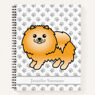 Orange Spitz Niedlicher Cartoon Dog & Benutzerdefi Notizbuch