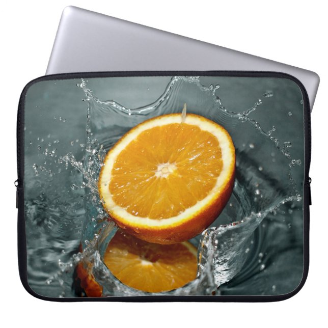Orange Splash Notebook-Ärmel Laptopschutzhülle (Vorderseite)