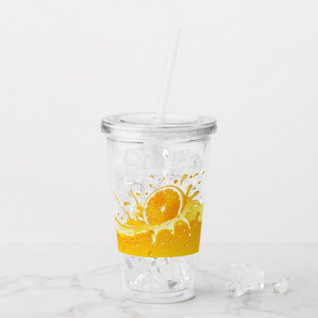 Orange Splash & Orange Slice Acrylic Tumbler Acryltrinkbecher (Rückseite Ice)