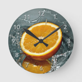 Orange Splash Wanduhr