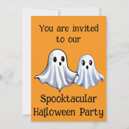 Orange Spooktacular Halloween Ghost Party Einladung