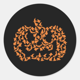 Orange Spooky Halloween Pumpkin Kürbislaterne Runder Aufkleber