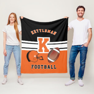 🏈 Orange Sport Letter Fleecedecke