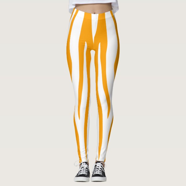 Orange Sport Zebra Leggings (Vorderseite)
