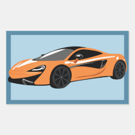 Orange Sports Car Einladung Rechteckiger Aufkleber