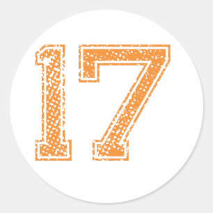 Orange Sports Jerzee Number 17.png Runder Aufkleber