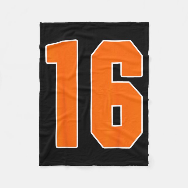 Orange Sports Number 16 Jersey Uniform Player Fan  Fleecedecke (Vorderseite)
