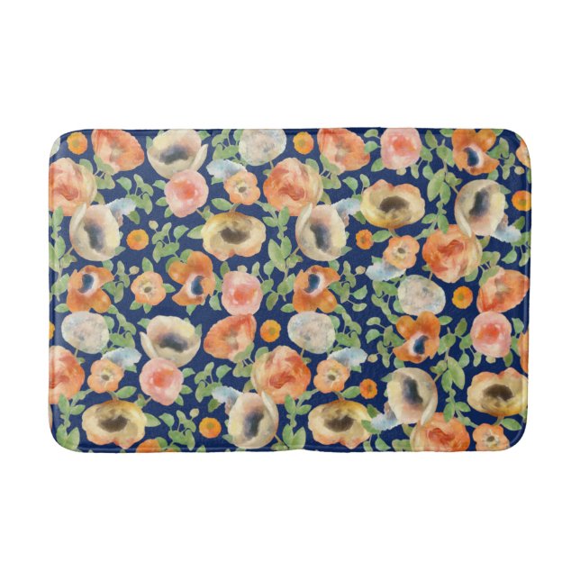 Orange Spring Flowers Badematte (Vorderseite)