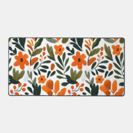 Orange Spring Flowers Botanical Pattern Floral Schreibtischunterlage