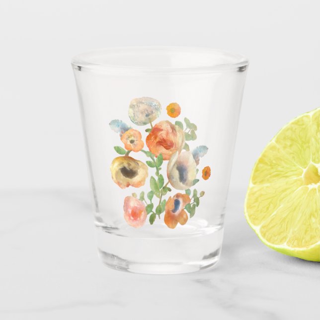 Orange Spring Flowers Bouquet Schnapsglas (Vorderseite)