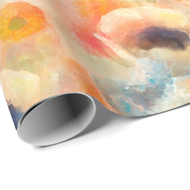 Orange Spring Flowers Geschenkpapier (Rolleneckpunkt)