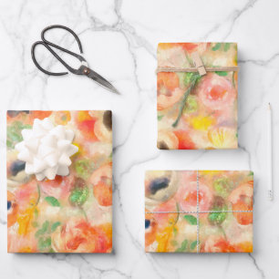 Orange Spring Flowers Geschenkpapier Set