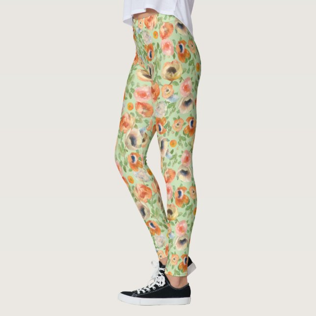 Orange Spring Flowers Leggings (Links)