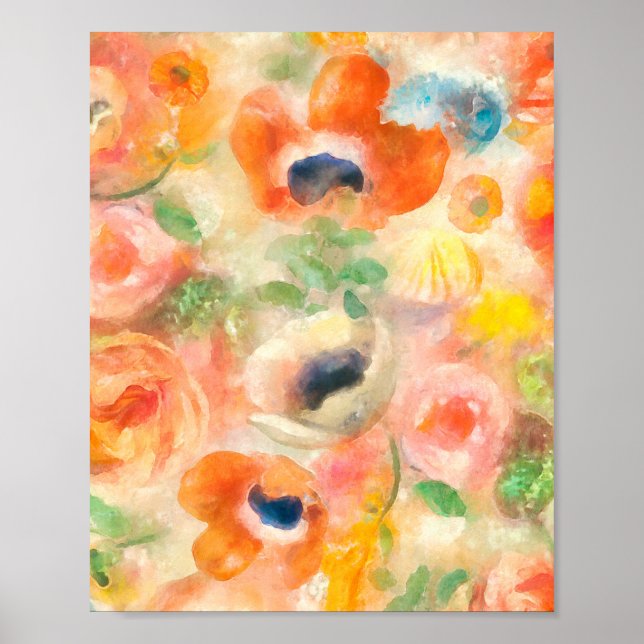 Orange Spring Flowers Poster (Vorne)