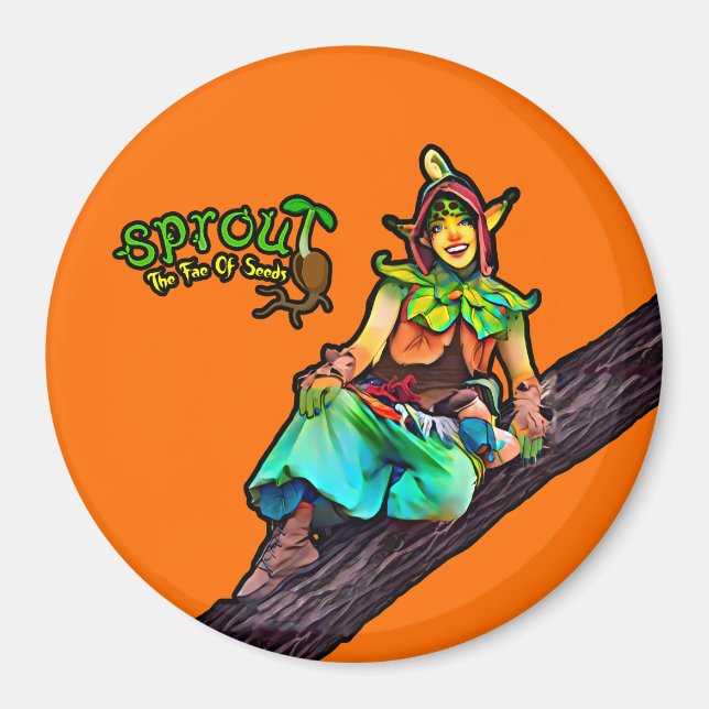 Orange Sprout Tree Magnet (Vorne)
