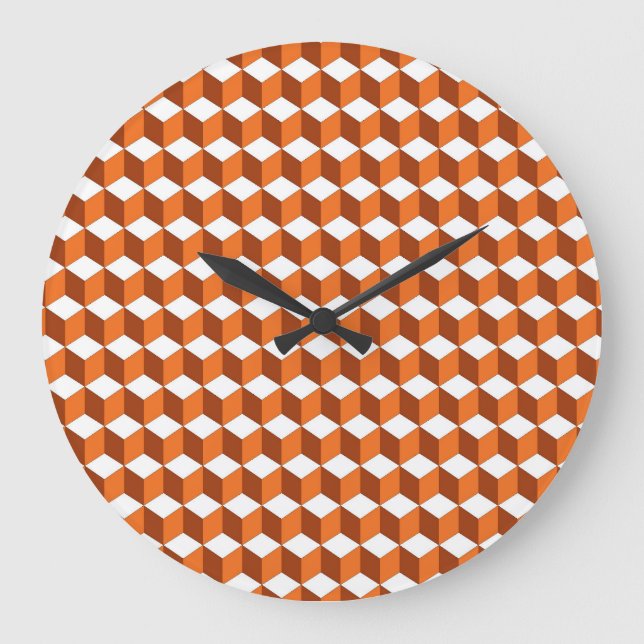Orange Square: Abstrakter Vintager Hintergrund Große Wanduhr (Vorderseite)