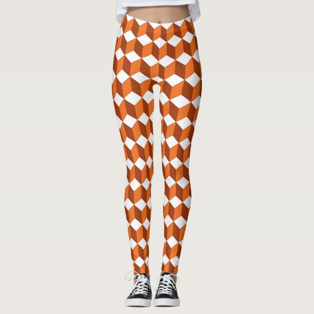 Orange Square: Abstrakter Vintager Hintergrund Leggings (Vorderseite)