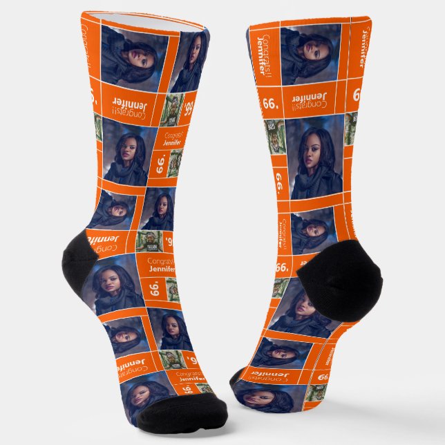 Orange Square Foto Abschluss Class Year Sounds Socken (Gewinkelt)