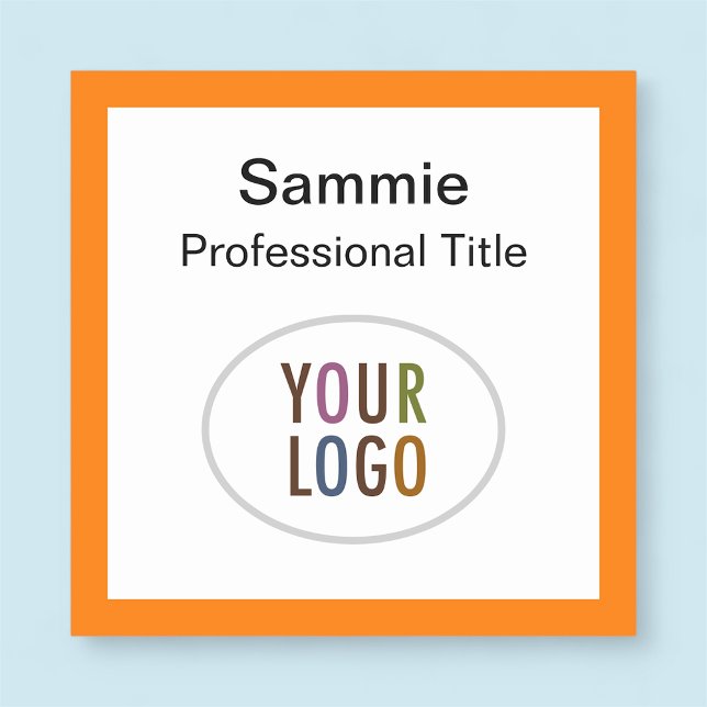 Orange Square Name Abzeichen mit Logo-Button oder  Namensschild (MISOOK Orange Square Nametag with Logo)