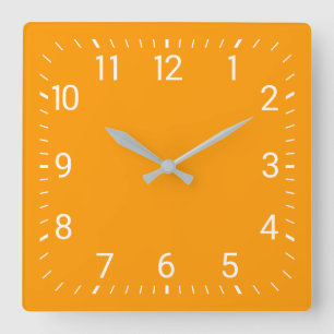 Orange Square Wall Clock Quadratische Wanduhr