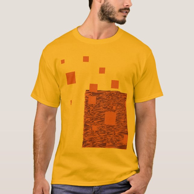 Orange Squares Float Brown Abstrakt Mesh Künstleri T-Shirt (Vorderseite)