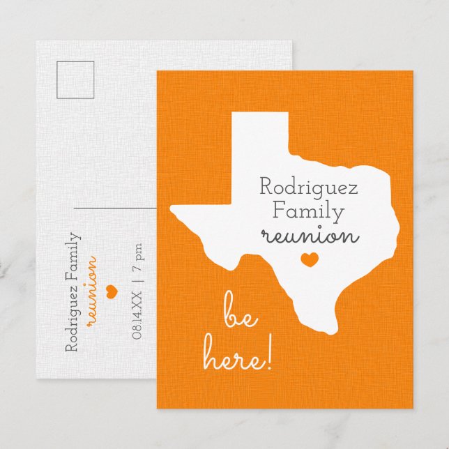 Orange Staat von Texas Family Wiedersehen Postcard Postkarte (Vorne/Hinten)