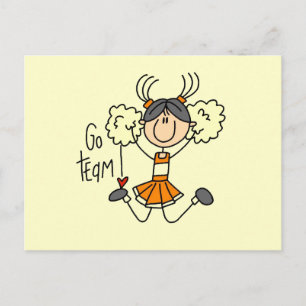 Orange Stäbchenfigur Cheerleader T-Shirts und Gesc Postkarte