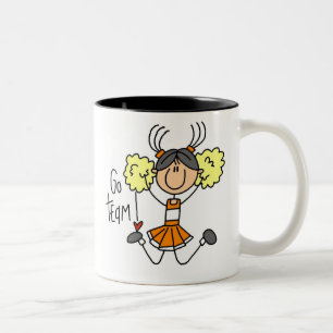 Orange Stäbchenfigur Cheerleader T-Shirts und Gesc Zweifarbige Tasse