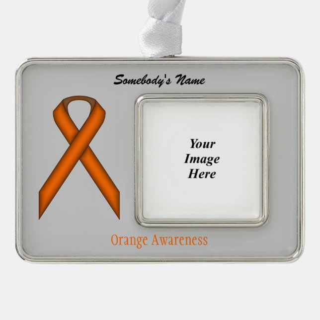 Orange Standard Ribbon Template (H-O) Rahmen-Ornament Silber (Vorderseite)