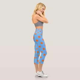 Orange Star Pattern Capri Leggings