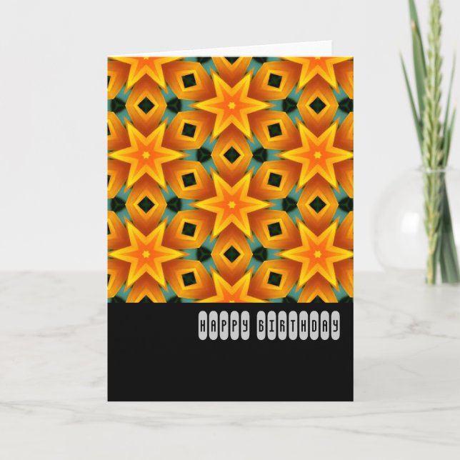 Orange Star Pattern - Geburtstag Karte (Vorderseite)