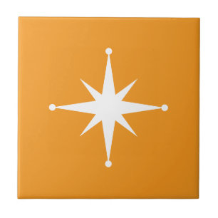 orange Starburst Mitte des Jahrhunderts Moderne Re Fliese