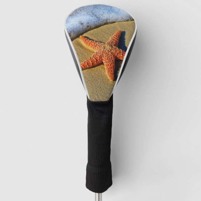 Orange Starfish am Strand Golf Headcover (Vorderseite)