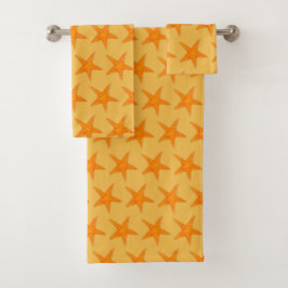 Orange Starfish Beach Marine Life Star Fisch Badhandtuch Set